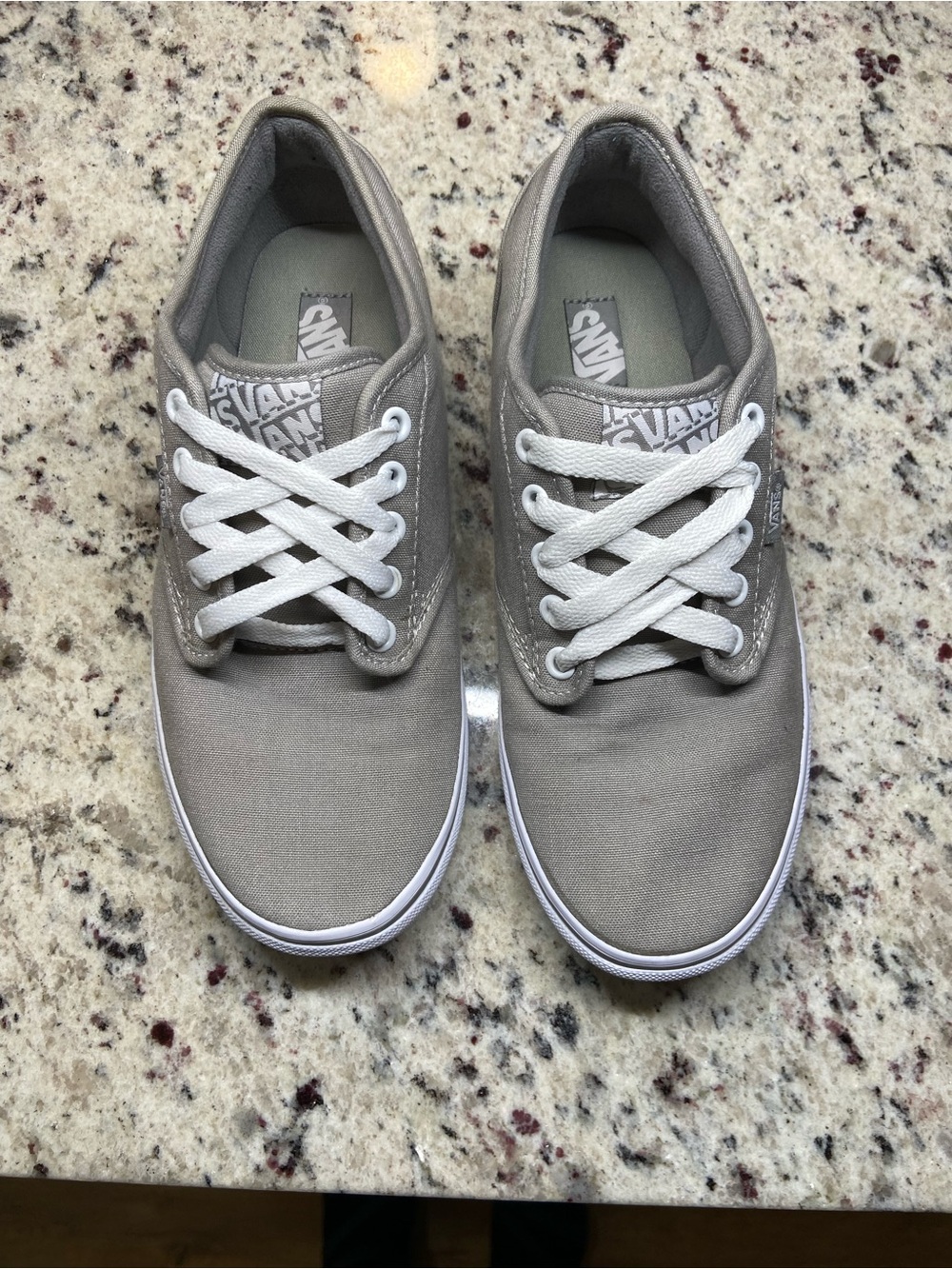 Vans Gray Canvas Low-Top Sneakers with White Laces